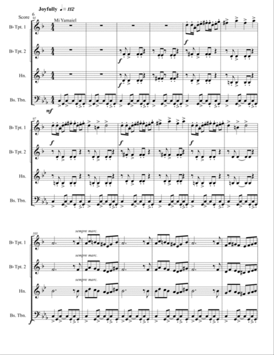 Hanukkah Medley for Brass Quartet-Score and Parts Brass Quartet scores gallery preview page 6