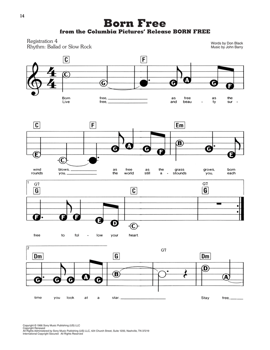 Born Free Electronic Keyboard scores gallery preview page 1