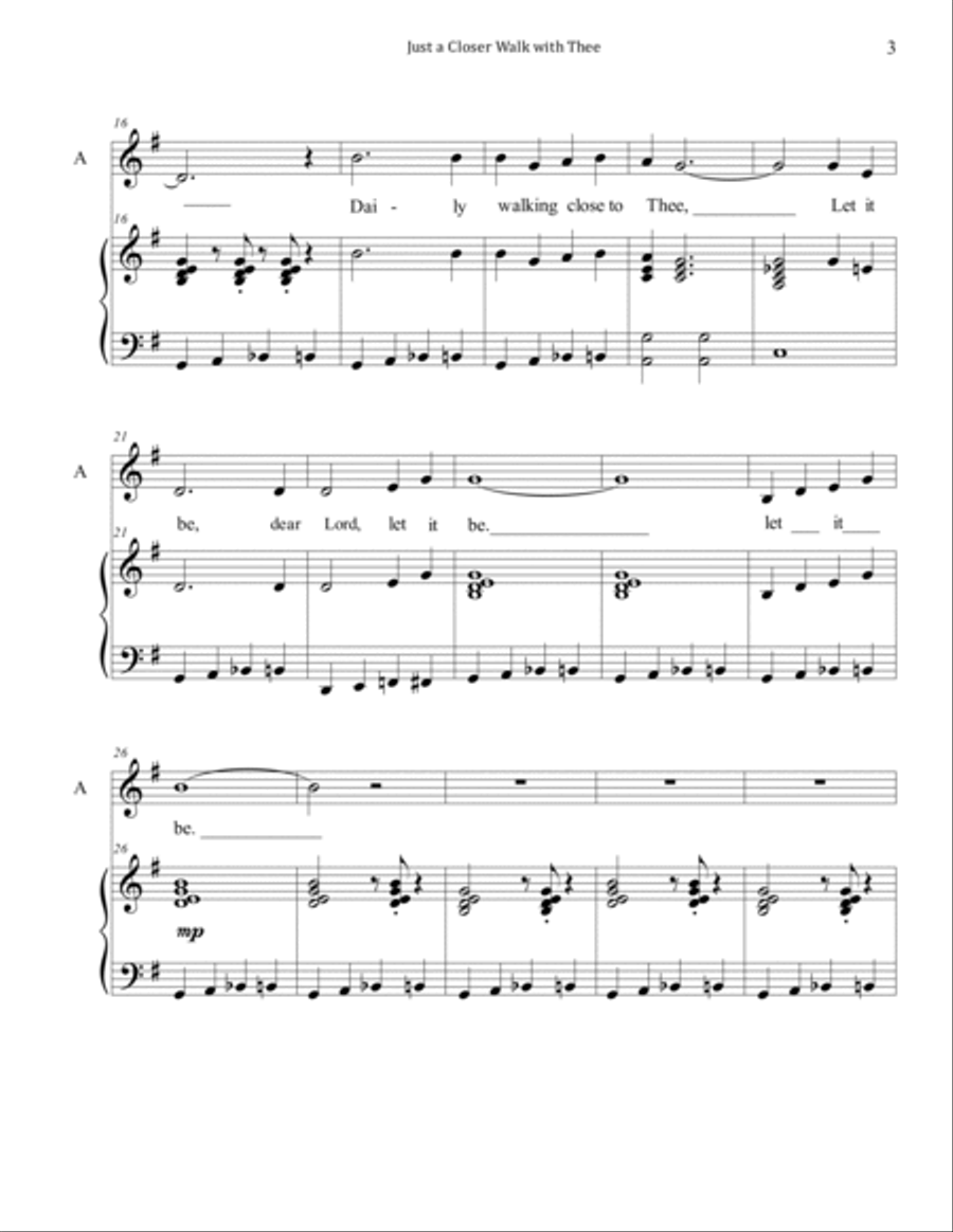 Just a Closer Walk with Thee (Kids Choir) Unison Choir scores gallery preview page 3
