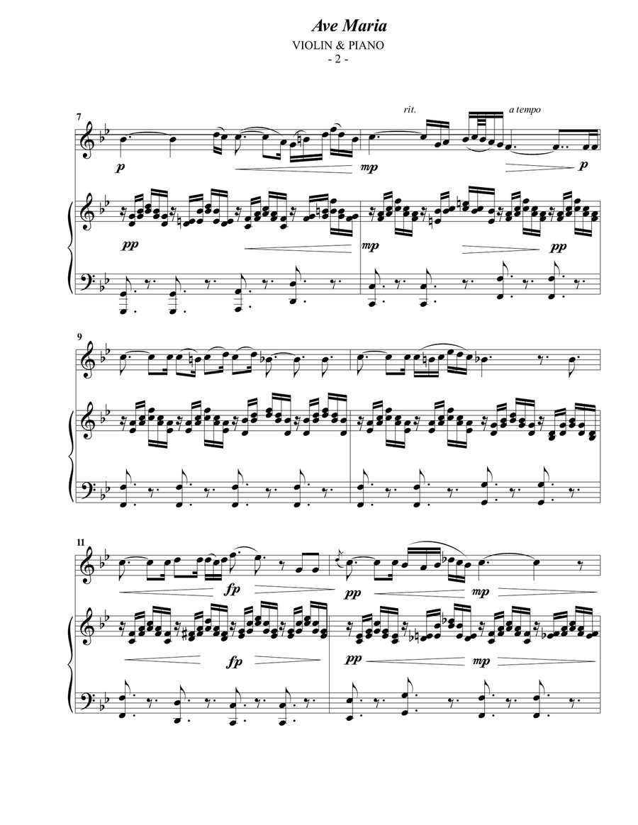 Schubert: Ave Maria for Violin & Piano Violin Solo scores gallery preview page 2