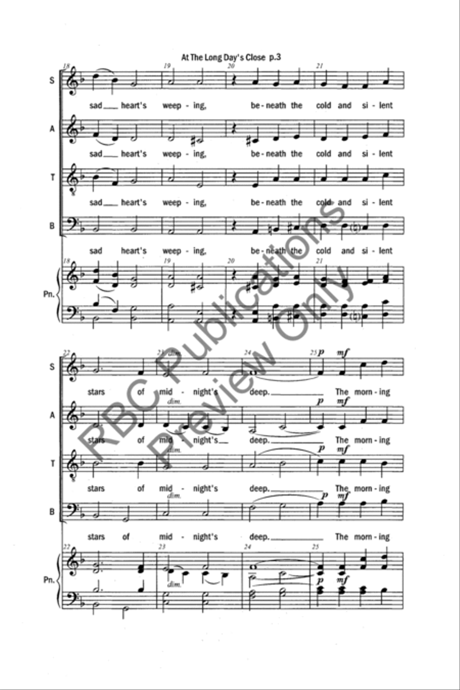 At The Long Day's Close (SATB) 4-Part scores gallery preview page 5