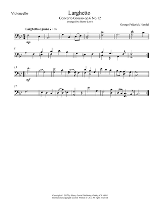 Book cover for Larghetto, Op.6, No.12, CELLO SOLO
