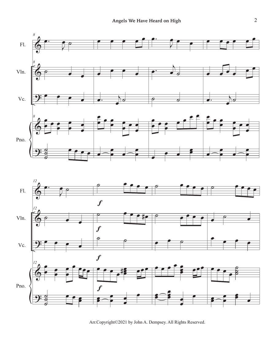 Angels We Have Heard on High (Quartet for Flute, Violin, Cello and Piano) Small Ensemble scores gallery preview page 6