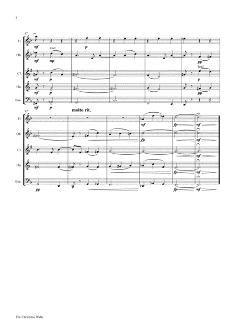 The Christmas Waltz Woodwind Quintet scores gallery preview page 4