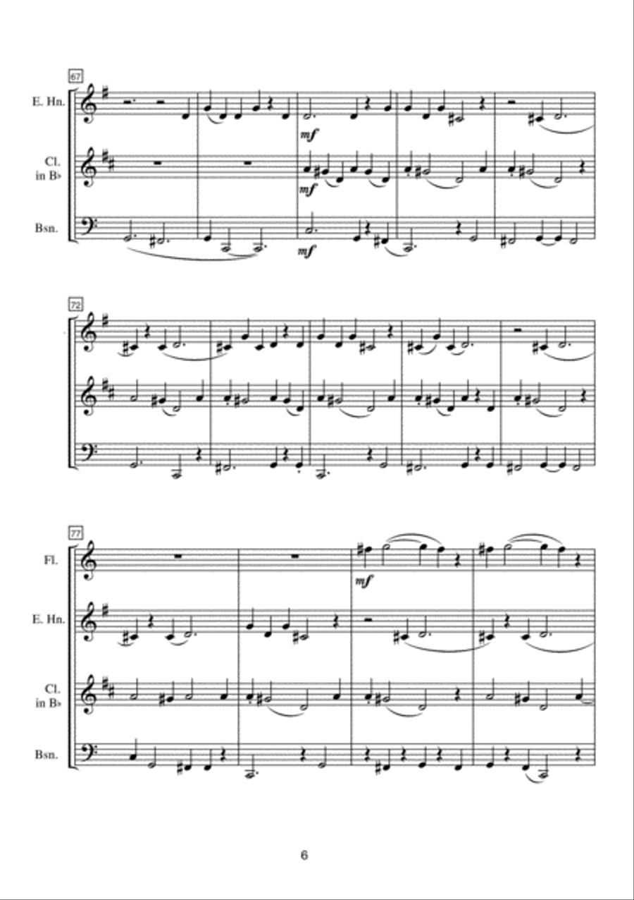 Anónimo for Flute, English Horn, Clarinet and Bassoon English Horn scores gallery preview page 4