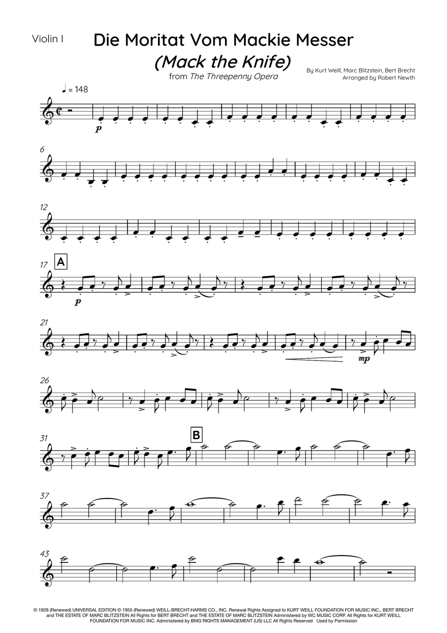 Mack The Knife String Quartet scores gallery preview page 5