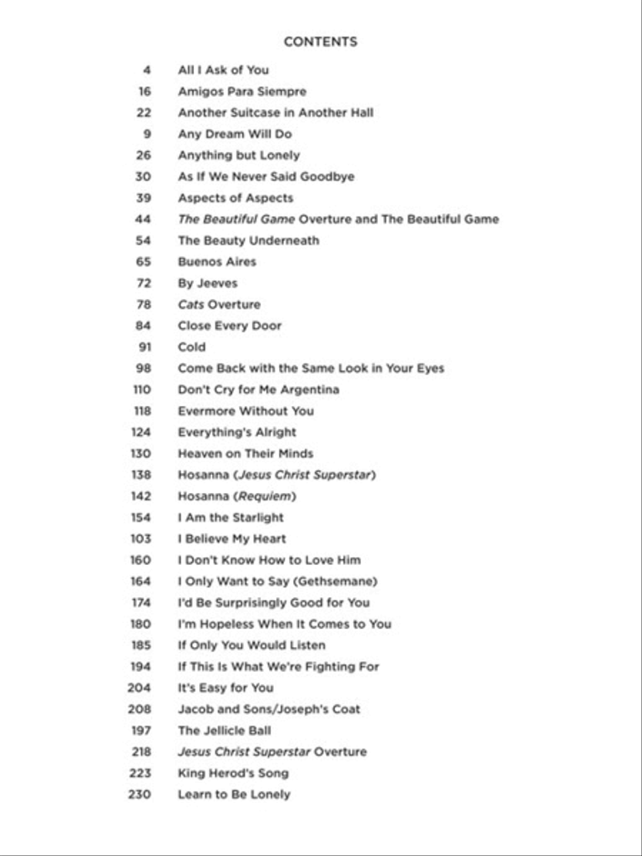 Andrew Lloyd Webber – Unmasked: The Platinum Collection, Deluxe Edition Piano, Vocal, Guitar scores gallery preview page 2
