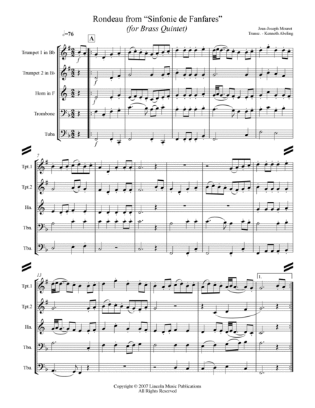 Rondeau from “Sinfonie de Fanfares” (for Brass Quintet) image number null