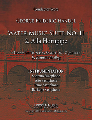 Book cover for Handel - Water Music Suite No. 2 – 2. Alla Hornpipe (for Saxophone Quartet SATB)
