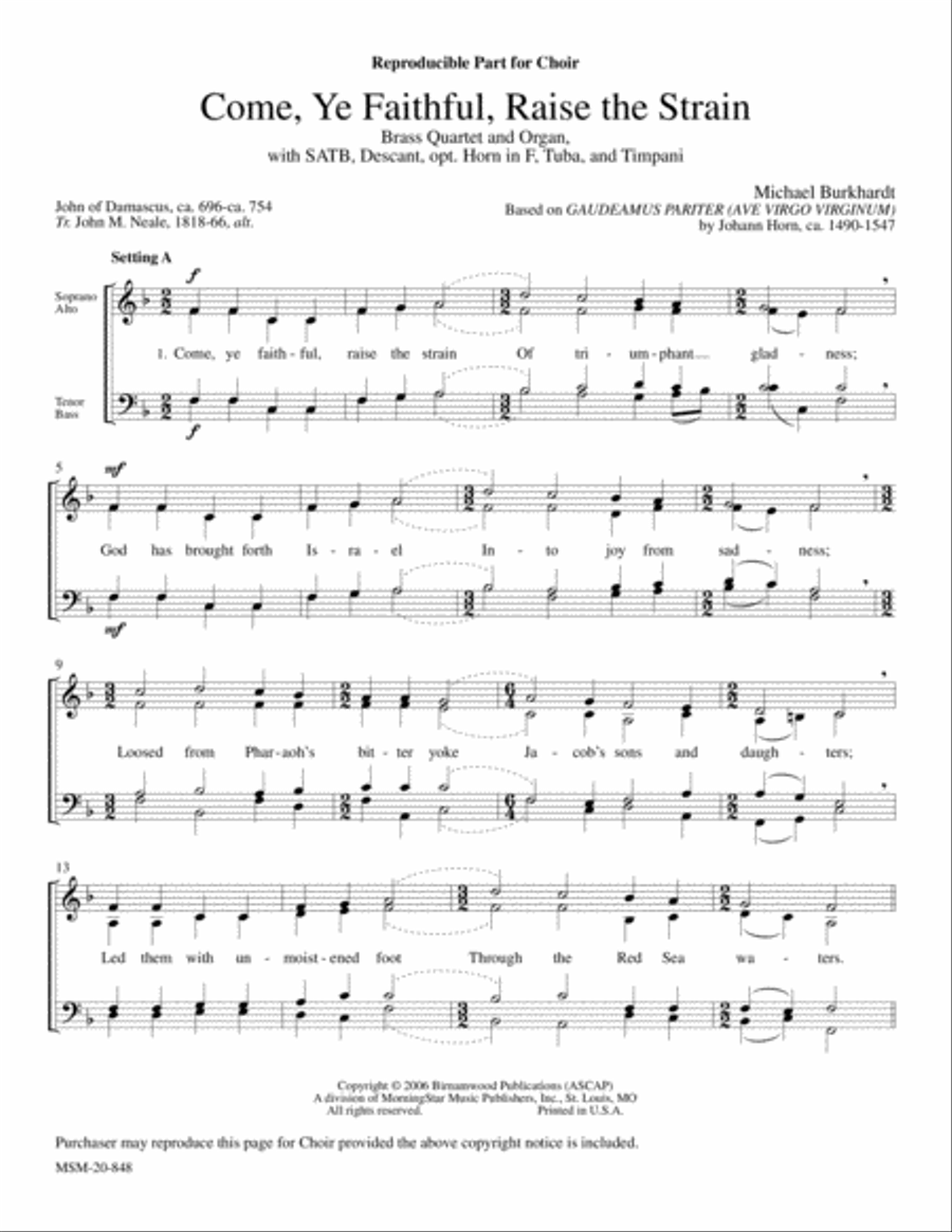 Come, You Faithful, Raise the Strain (Gaudeamus Pariter) 4-Part scores gallery preview page 6