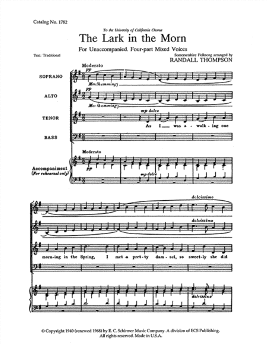 The Lark in the Morn 4-Part scores gallery preview page 1