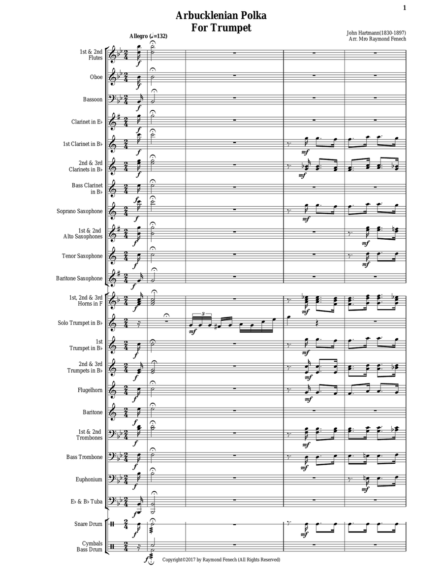 Arbucklenian Polka (For Solo Trumpet and Concert Band) Concert Band scores gallery preview page 5