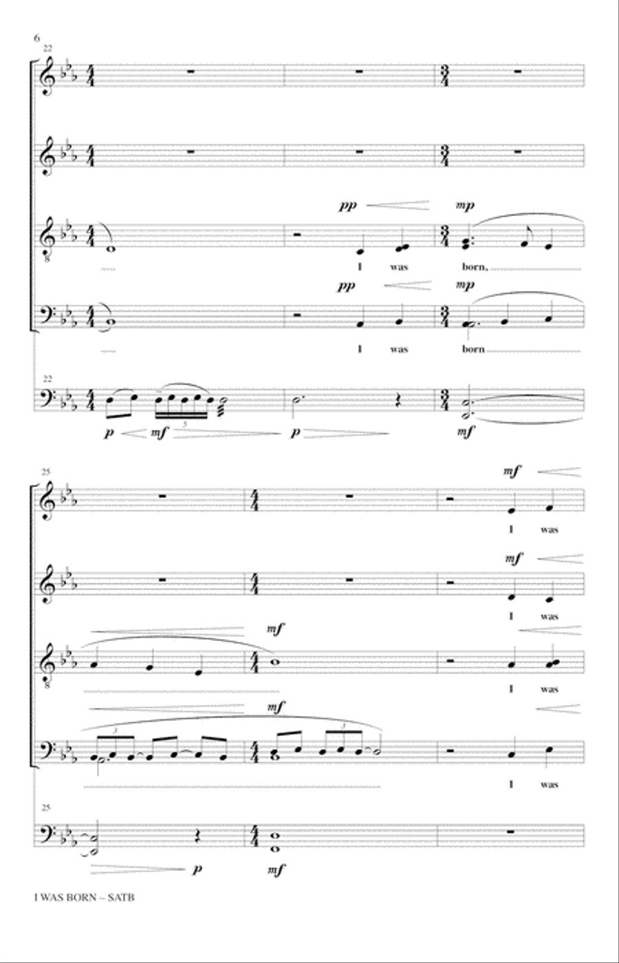 I Was Born 4-Part scores gallery preview page 4