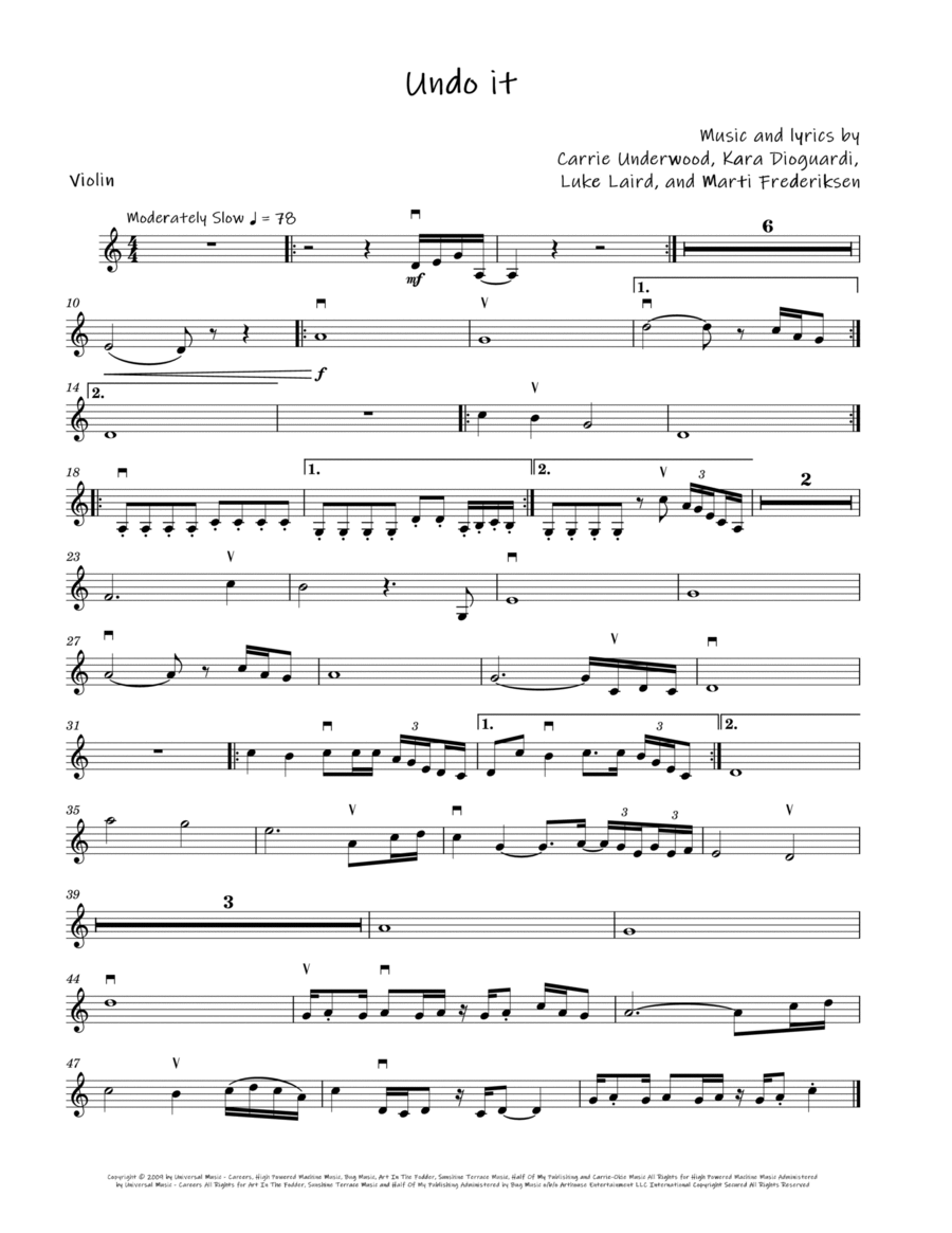Undo It Violin Solo scores gallery preview page 1