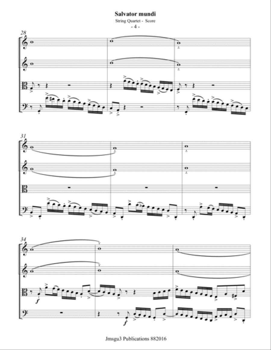 Bull: Salvator mundi for String Quartet - Score Only String Quartet scores gallery preview page 4
