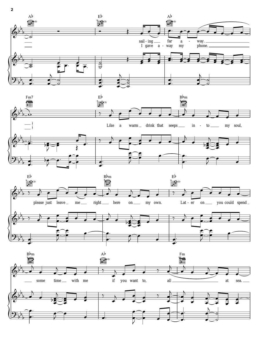 All At Sea Piano, Vocal, Guitar scores gallery preview page 2