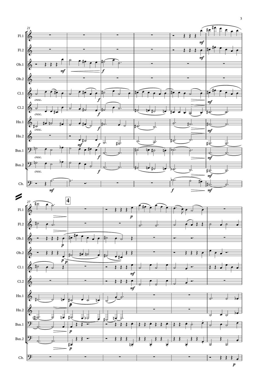 Delius: On hearing the first cuckoo in Spring - symphonic wind Woodwind Quintet scores gallery preview page 3