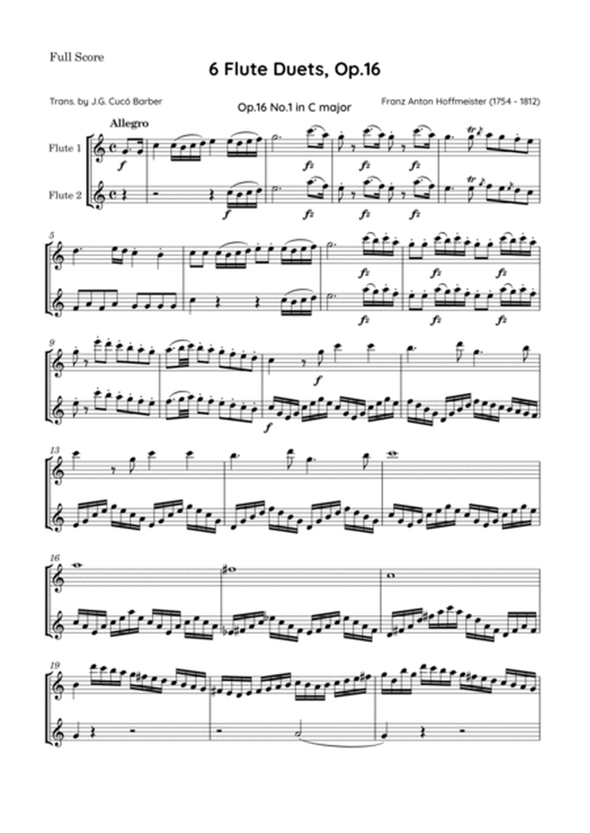 Hoffmeister - 6 Flute Duets, Op.16 image number null