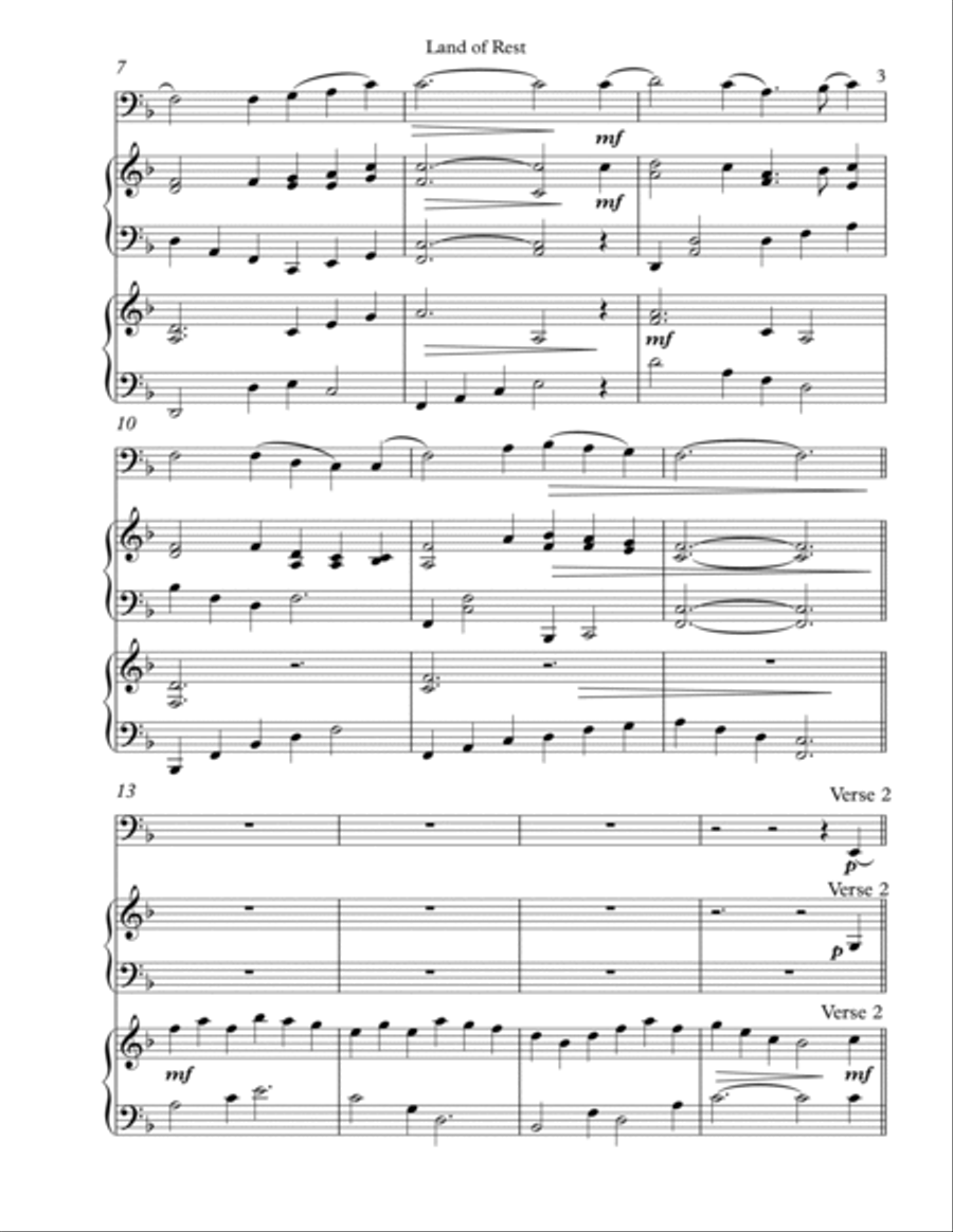 Land of Rest, Trio for Cello, Harp, Piano Cello scores gallery preview page 3