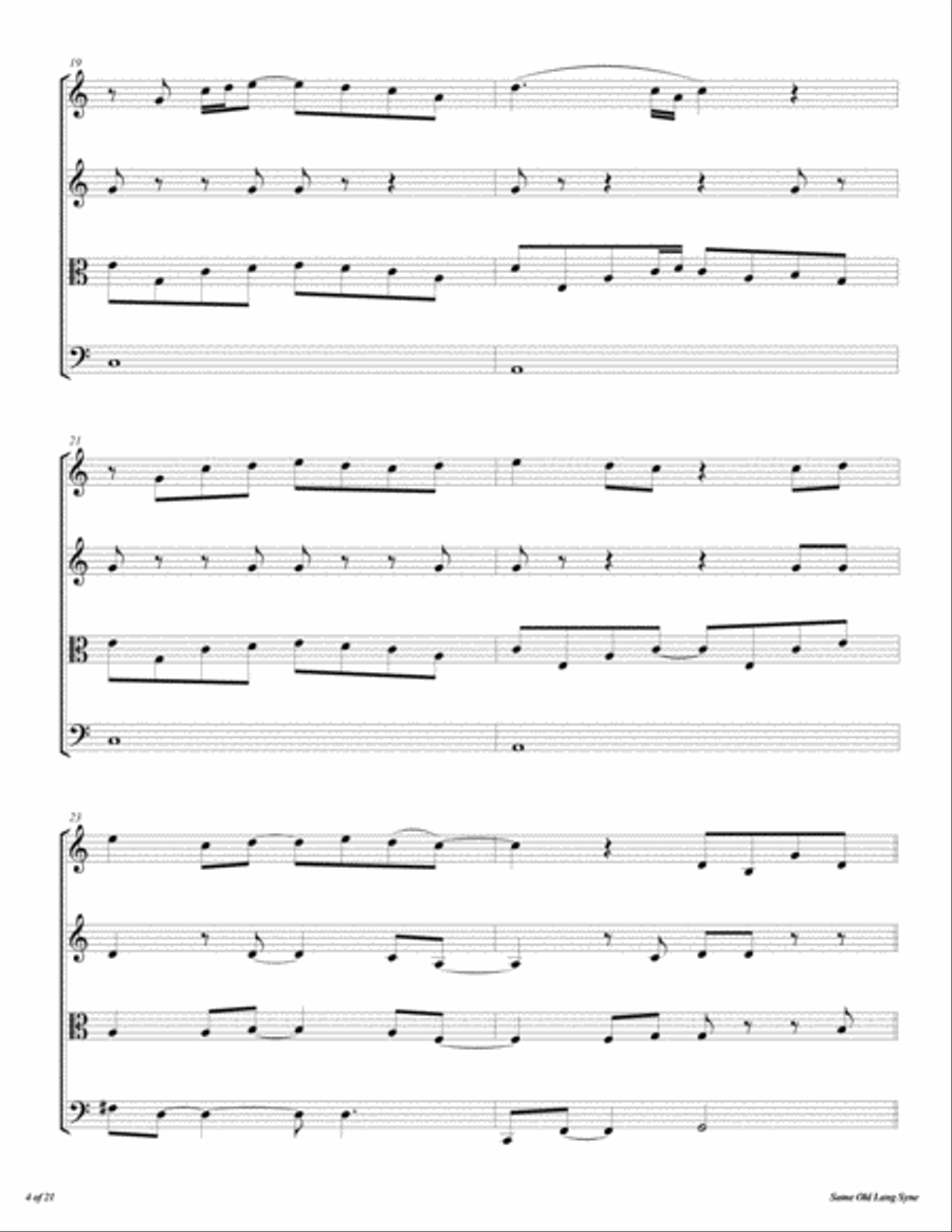 Same Old Lang Syne String Quartet scores gallery preview page 5
