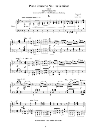 Book cover for Mendelssohn - Piano Concerto No.1 in G minor Op.25 - Complete Piano Version