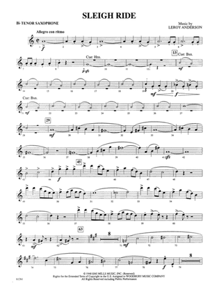 Book cover for Sleigh Ride: B-flat Tenor Saxophone