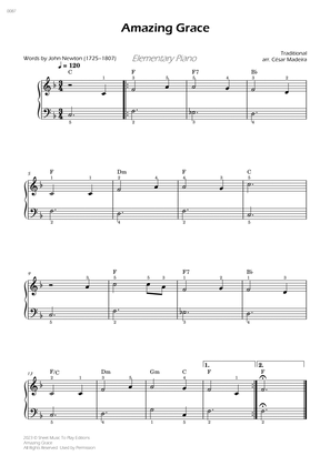 Amazing Grace - Elementary Piano - W/Chords (Full Score)
