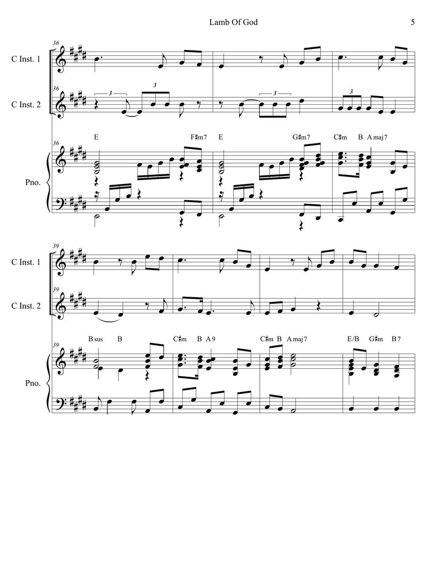 Lamb Of God Flute scores gallery preview page 5