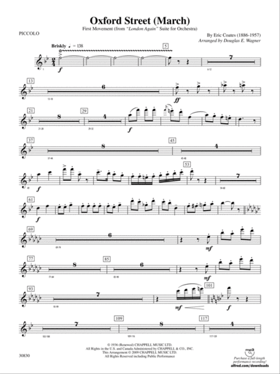 Oxford Street (March): Piccolo Concert Band scores gallery preview page 1