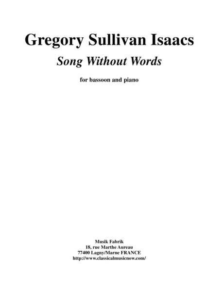 Gregory Sullivan Isaacs: Song Without Words for bassoon and piano