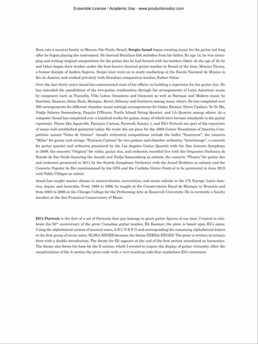 Eli’s Portrait Classical Guitar scores gallery preview page 2
