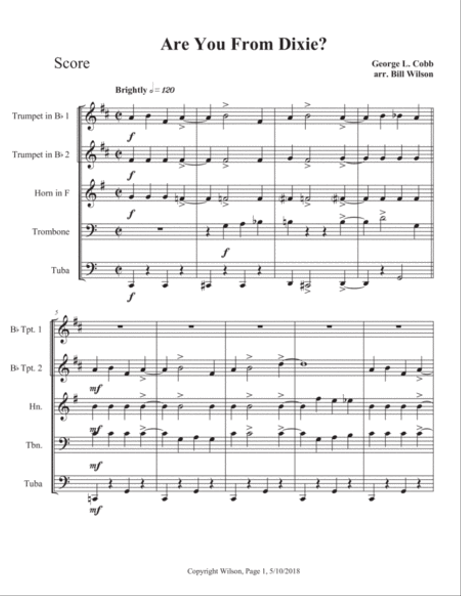Are You From Dixie? Brass Quintet scores gallery preview page 2