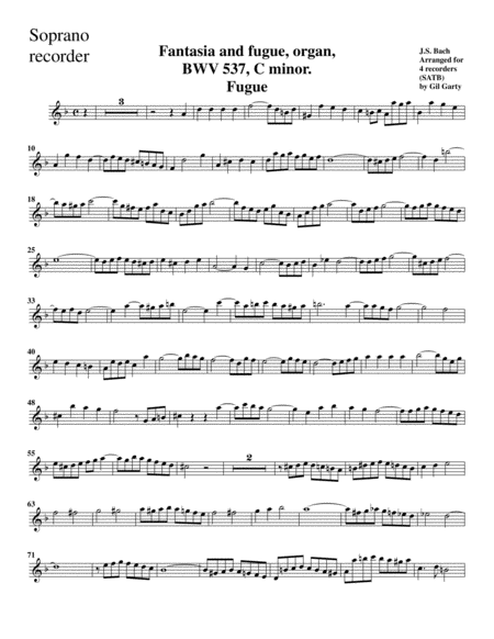 Fugue for organ, BWV 537/II (Arrangement for 4 recorders)