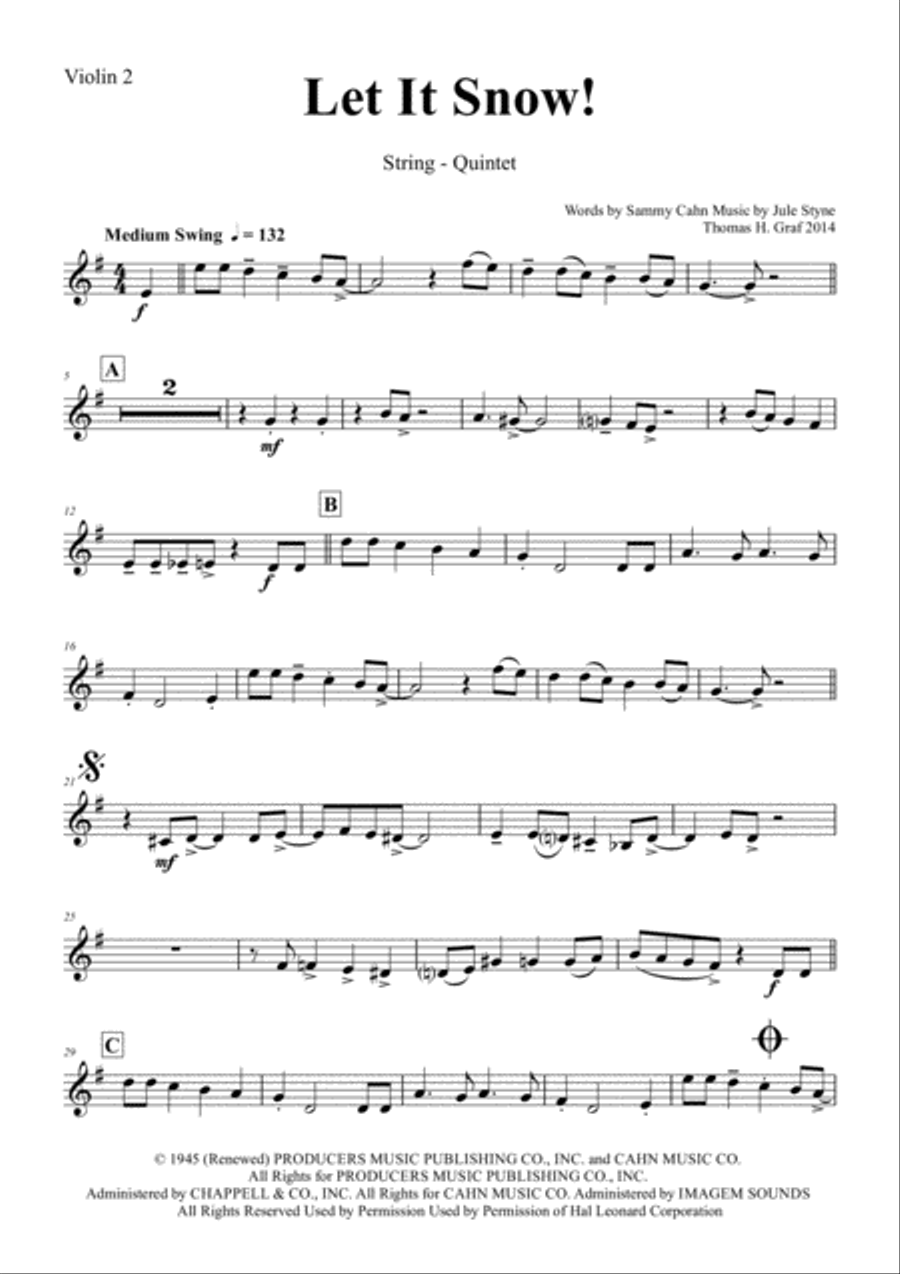 Let It Snow! Let It Snow! Let It Snow! String Quintet scores gallery preview page 6