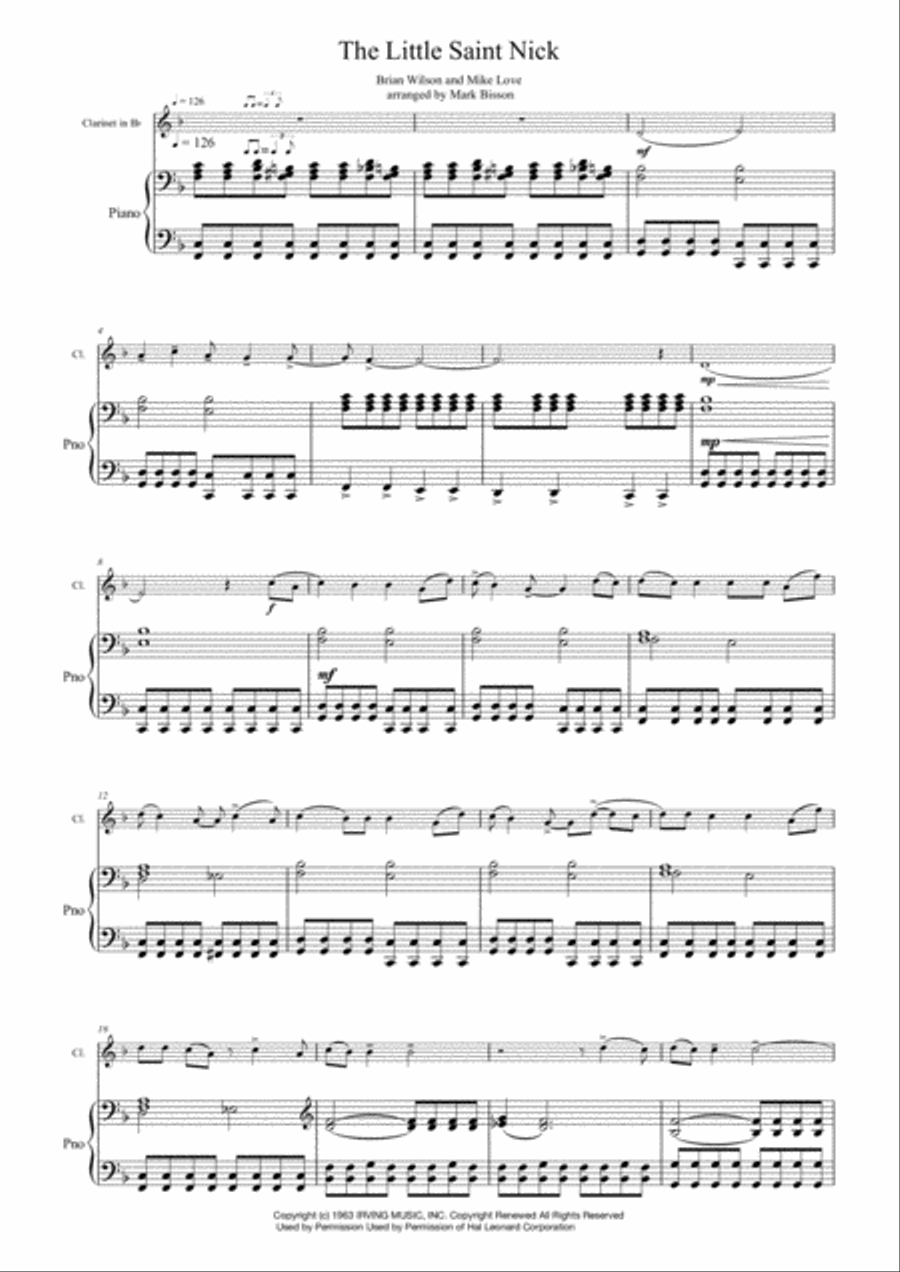 Little Saint Nick Little Saint Nick Clarinet Solo scores gallery preview page 1