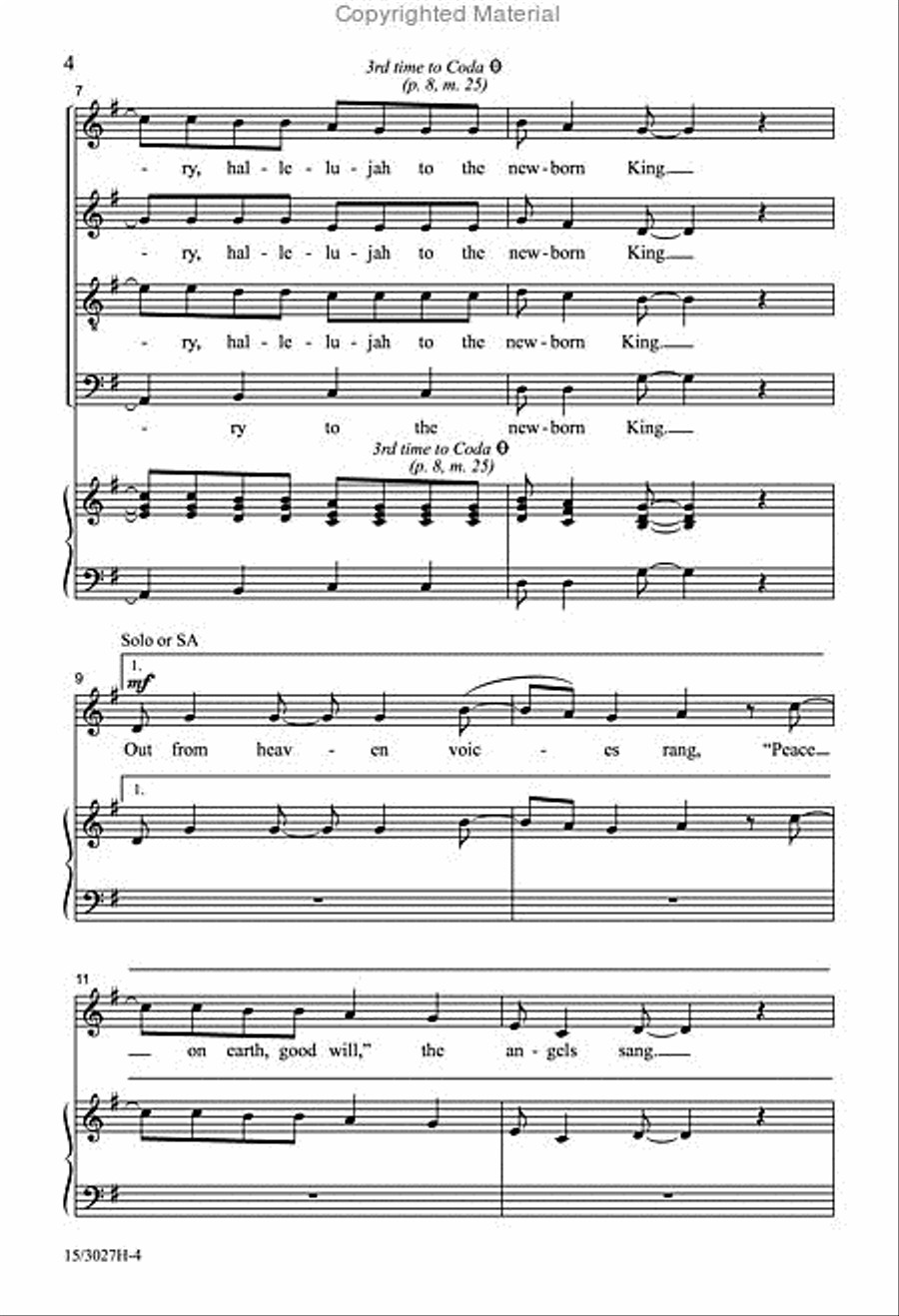 Glory, Hallelujah to the Newborn King 4-Part scores gallery preview page 4