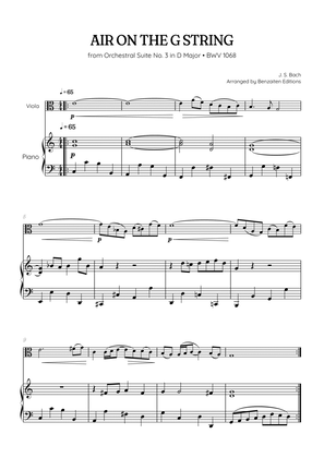 JS Bach • Air on the G String from Suite No. 3 BWV 1068 | viola & piano sheet music
