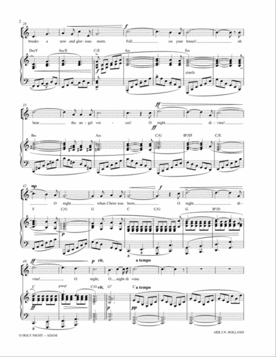 O Holy Night (Cantique de Noel) Adolphe Adam for Solo Mezzo Soprano Voice (Key of C) Small Ensemble scores gallery preview page 4