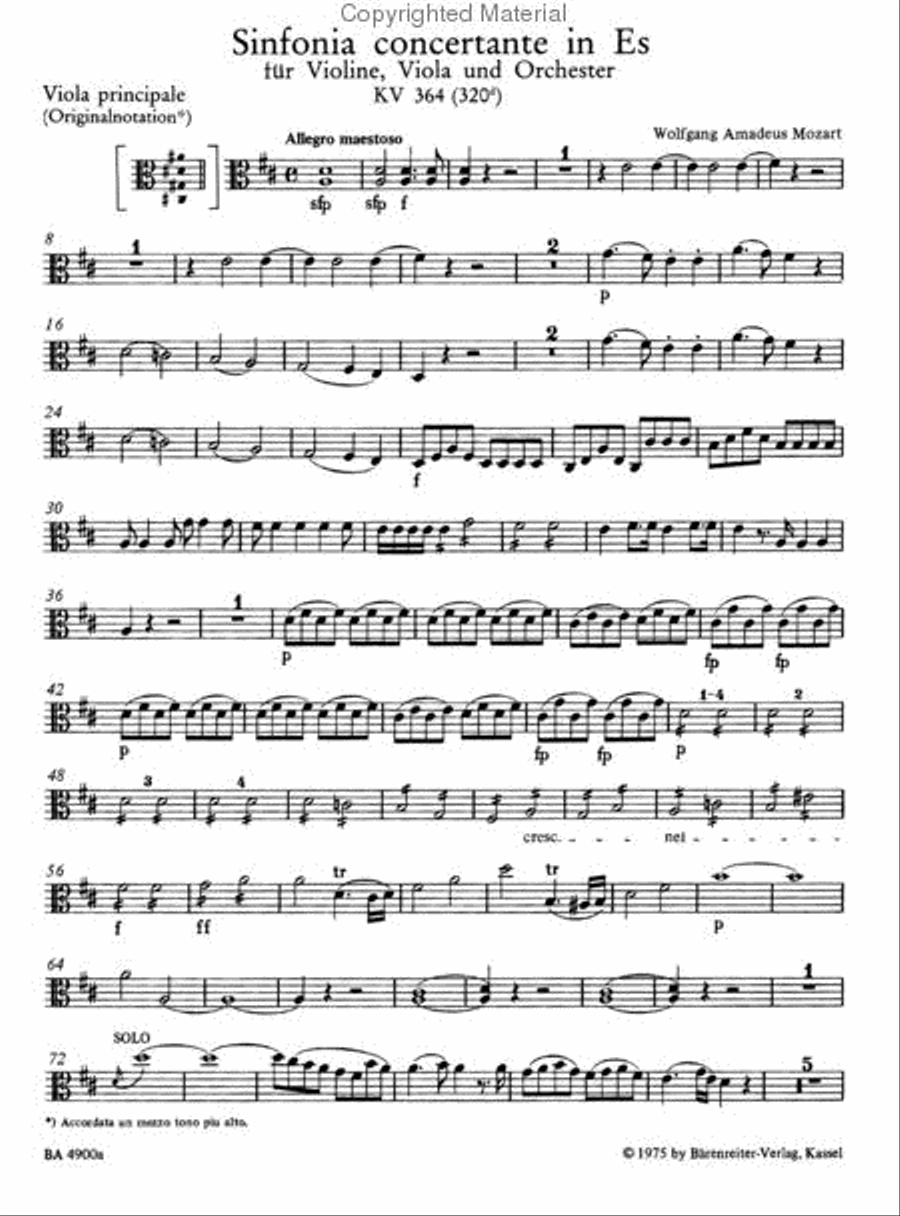 Sinfonia Concertante In Eb Major K. 364 Viola scores gallery preview page 4