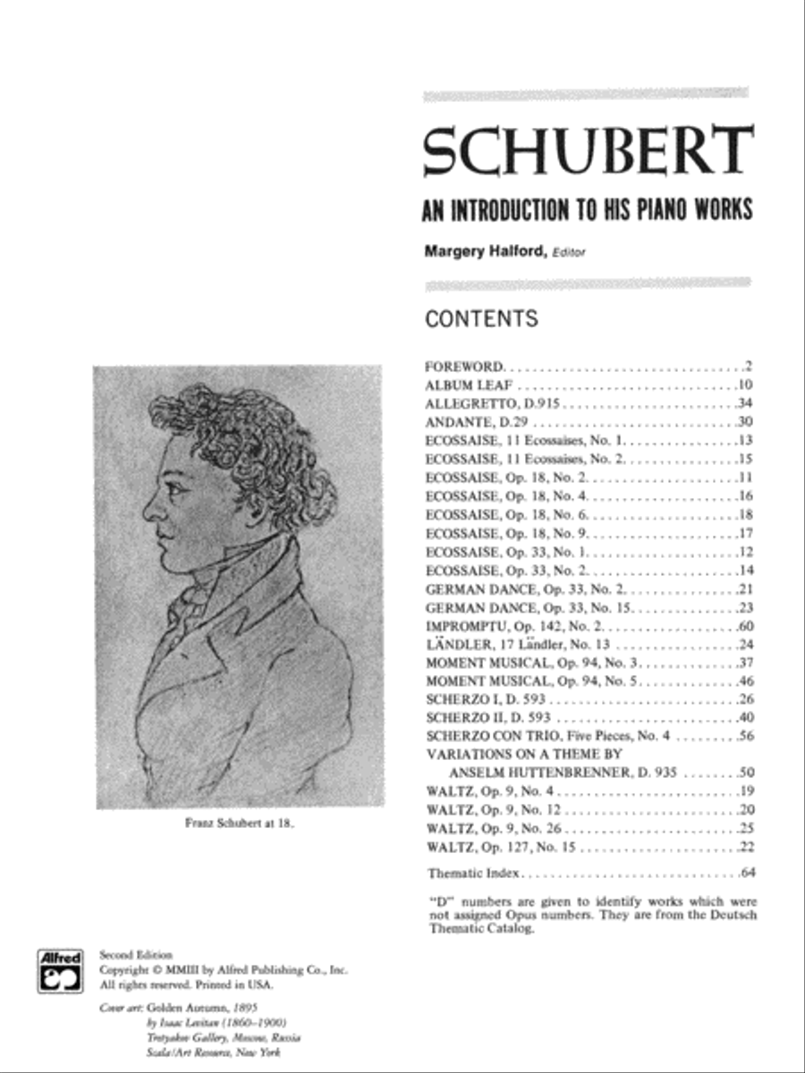 Schubert -- An Introduction to His Piano Works Piano Solo scores gallery preview page 2