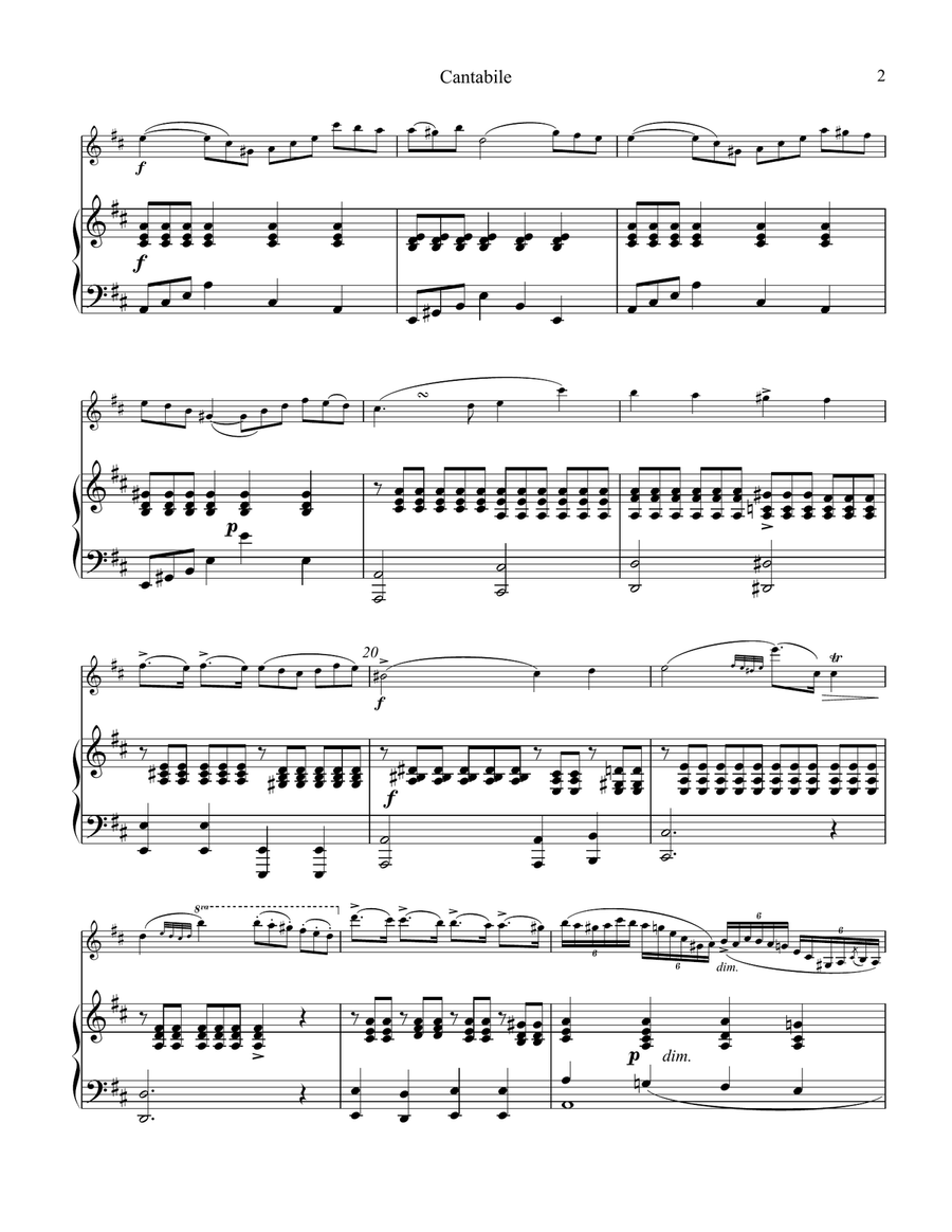 Cantabile Op. 17 for violin and piano Violin Solo scores gallery preview page 3
