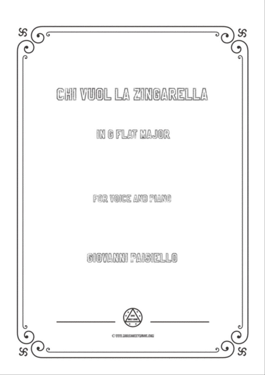 Paisiello-Chi Vuol la zingarella in G flat Major,for Voice and Piano Voice Solo scores gallery preview page 1