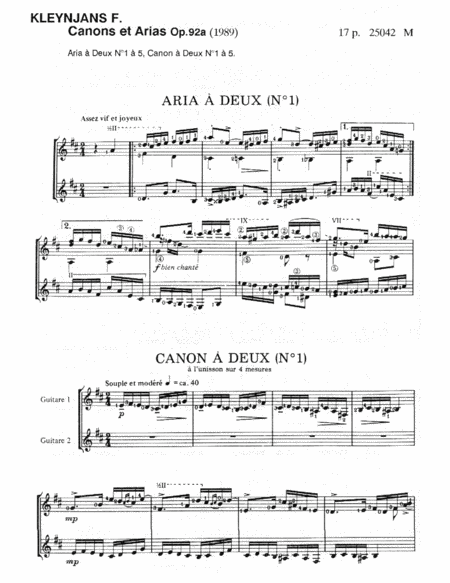 Canons et Arias Op. 92a