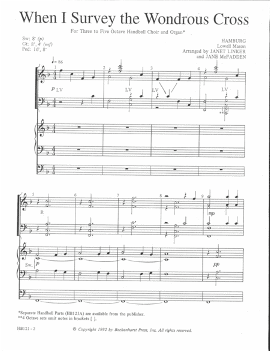 When I Survey the Wondrous Cross - full score Handbell Choir scores gallery preview page 2