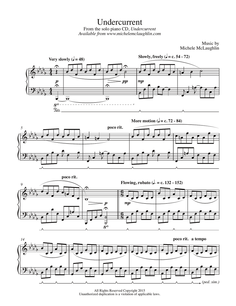 Undercurrent Undercurrent Piano Solo scores gallery preview page 1