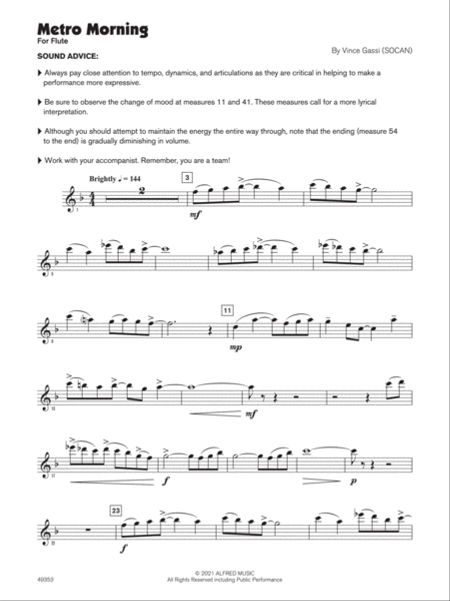 Metro Morning (Sound Innovations Soloist, Flute) Small Ensemble scores gallery preview page 2