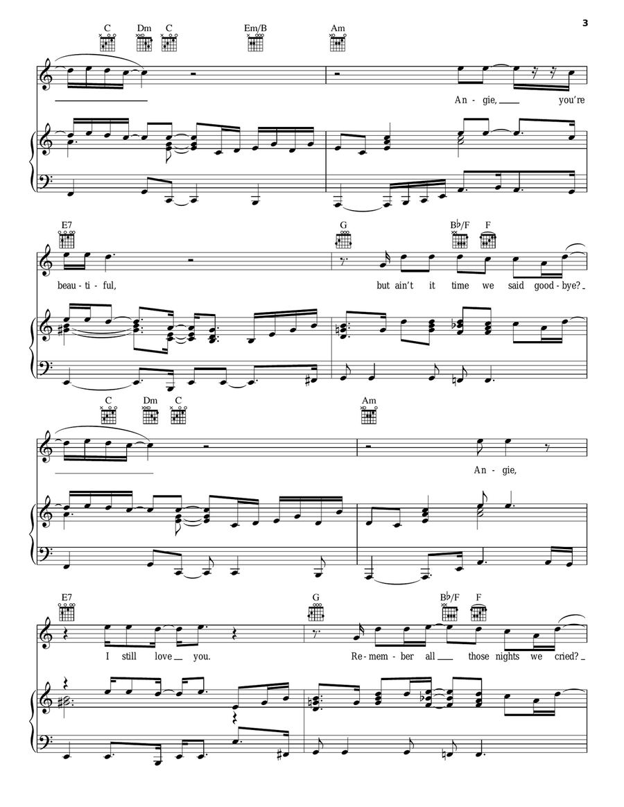 Angie Piano, Vocal, Guitar scores gallery preview page 3