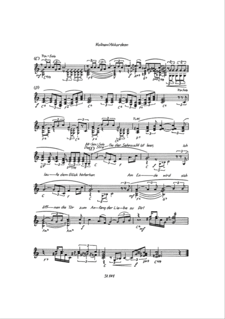 Die Straï¬‚e der Sehnsucht Tenor Saxophone scores gallery preview page 6