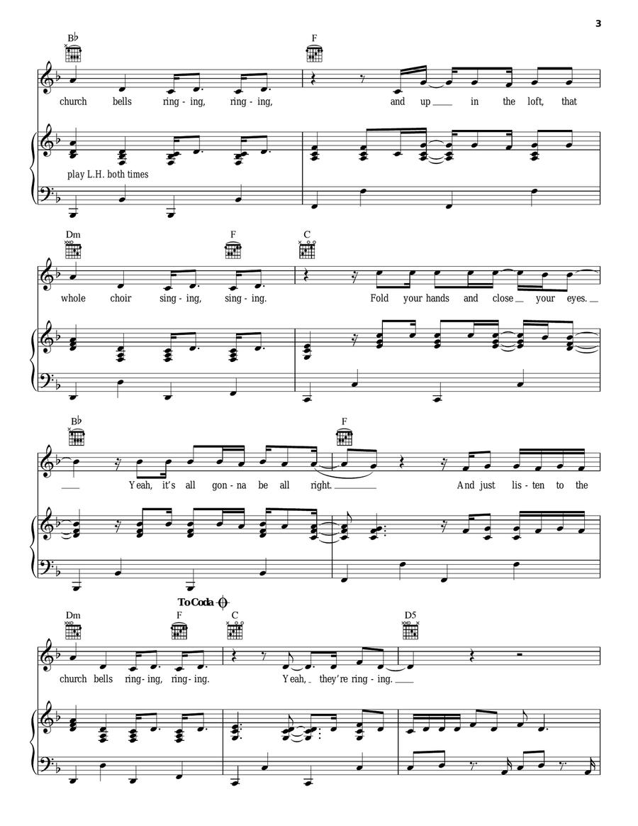 Church Bells Church Bells Piano, Vocal, Guitar scores gallery preview page 3