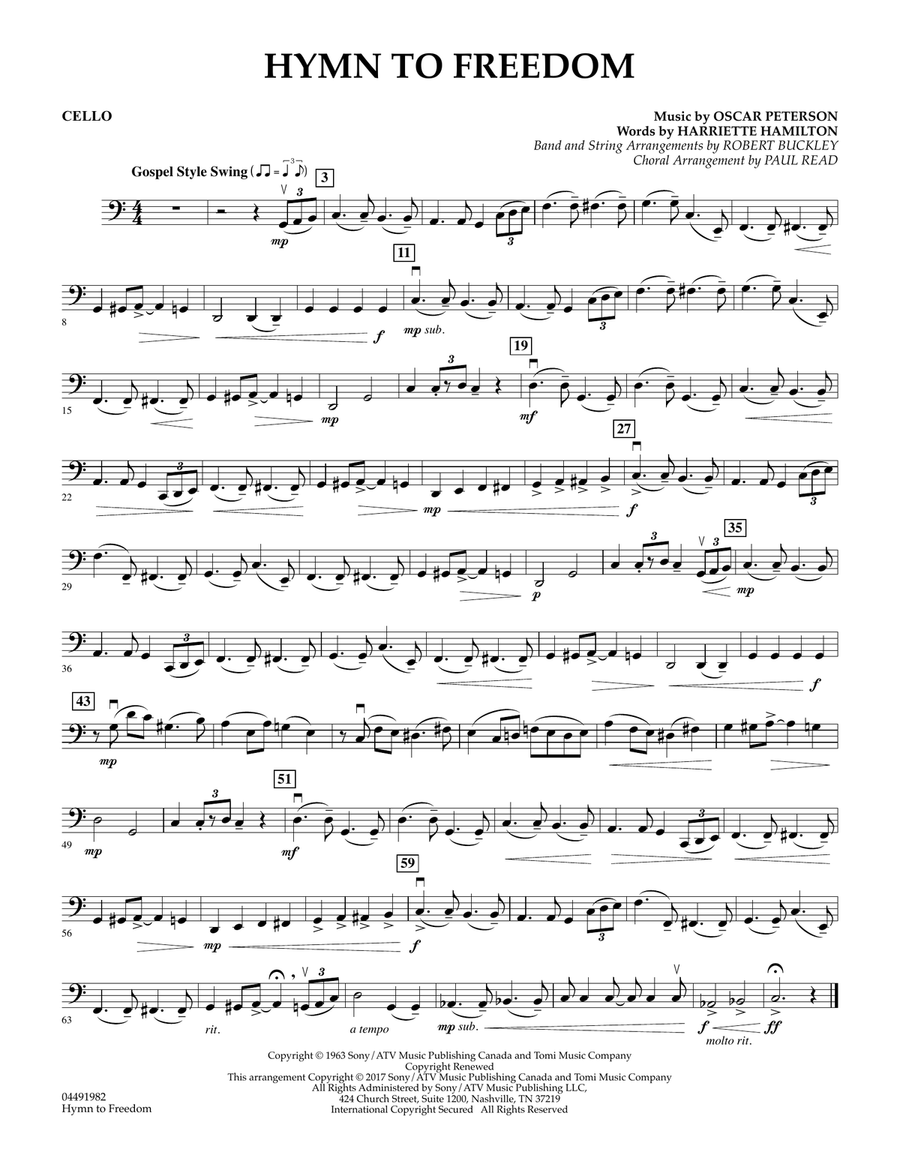 Hymn to Freedom - Cello Hymn to Freedom - Cello Orchestra scores gallery preview page 1